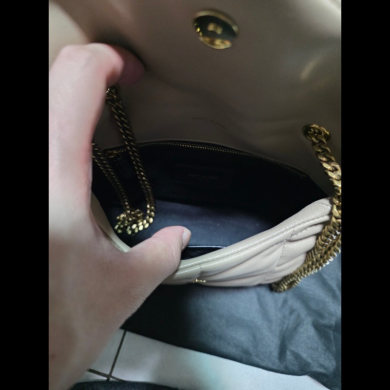 Saint Laurent YSL Puffer mini 奶茶色 鏈帶包-5