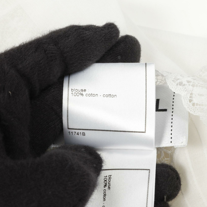 香奈兒 COCO 標誌短袖襯衫 P17796W02793 棉米色 #42 二手女裝-4