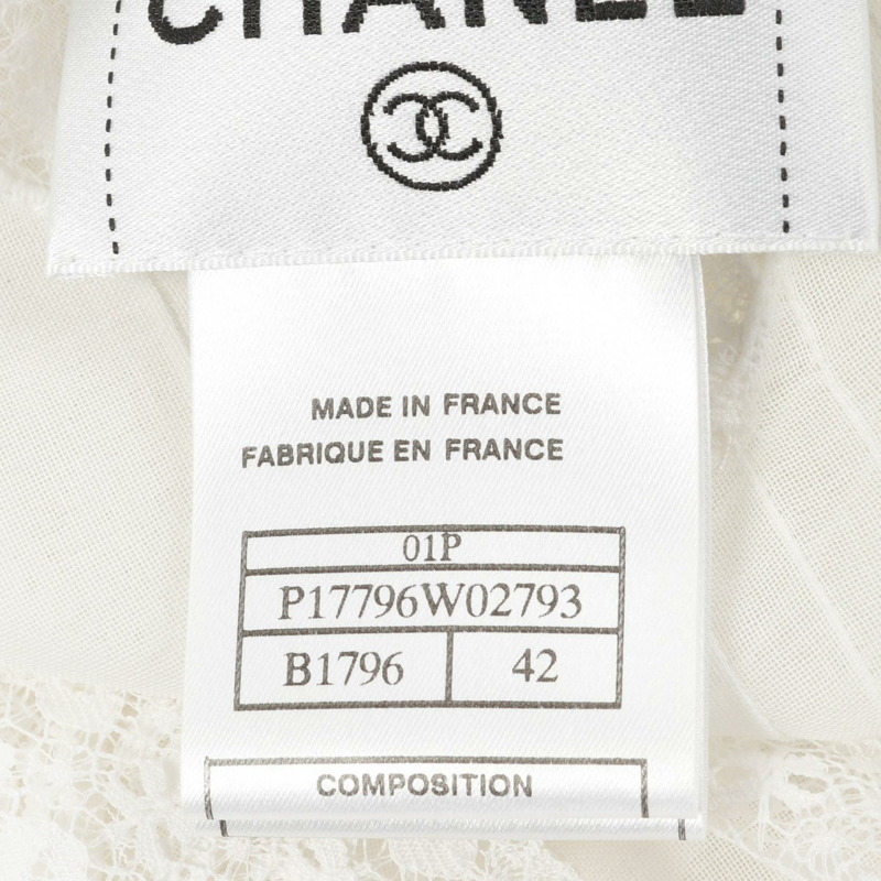 香奈兒 COCO 標誌短袖襯衫 P17796W02793 棉米色 #42 二手女裝-5
