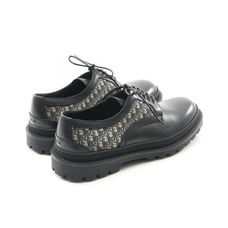 Dior Dior Explorer Derby Shoes Oblique 正裝鞋 皮革帆布 黑色 米色 海軍藍 二手 男士-1