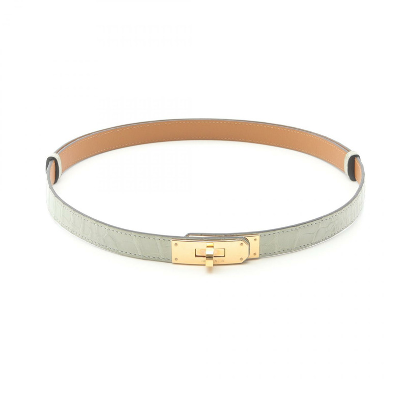 愛馬仕 Kelly 腰帶,霧面鱷魚皮,綠色,二手,女款-0