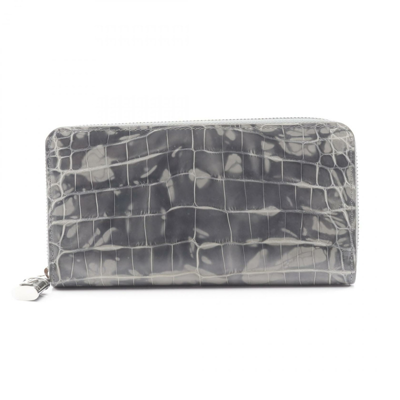 路易威登 Zippy 長版皮夾,附掛鎖,異國風情皮革,灰色,二手女款-0