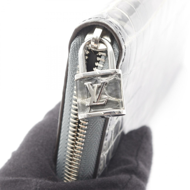 路易威登 Zippy 長版皮夾,附掛鎖,異國風情皮革,灰色,二手女款-7