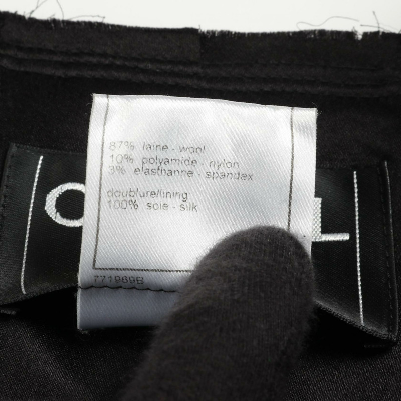 香奈兒 COCO 標誌紐扣無色外套 P31036V20717 羊毛黑色二手女款-4