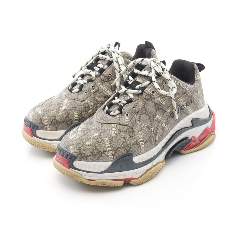 GUCCI × BALENCIAGA TRIPLE S GG Supreme 聯名帆布運動鞋 681066 米色 男款 27 碼-0