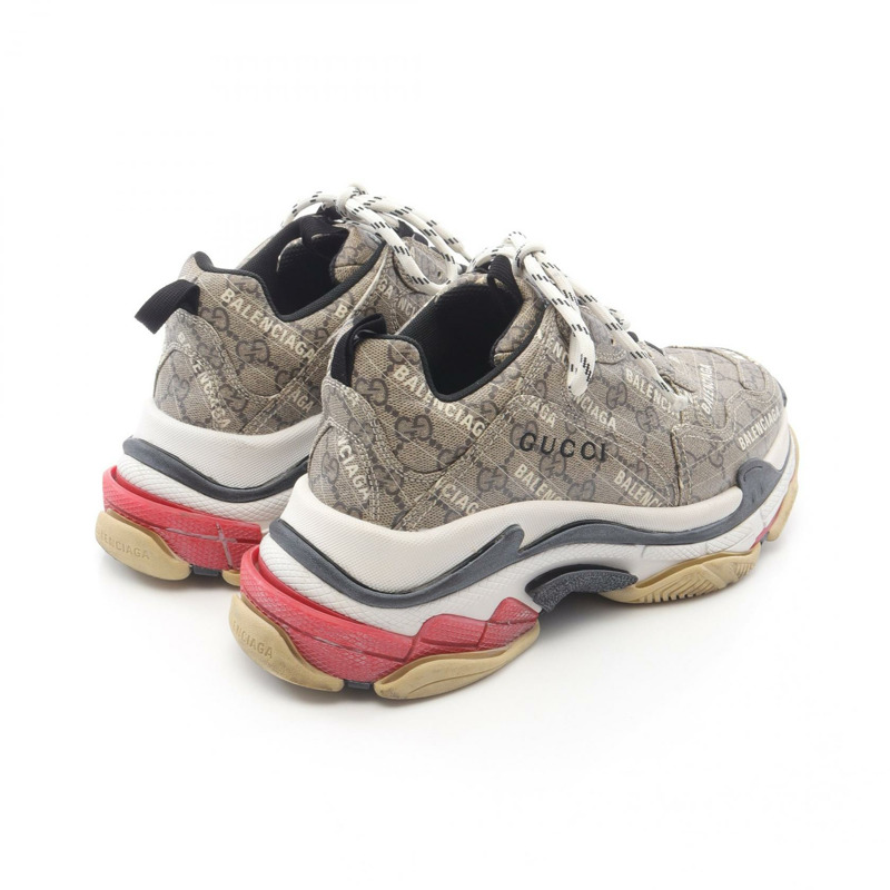 GUCCI × BALENCIAGA TRIPLE S GG Supreme 聯名帆布運動鞋 681066 米色 男款 27 碼-1