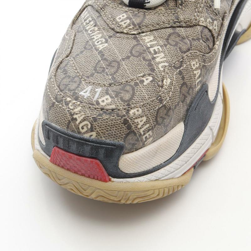 GUCCI × BALENCIAGA TRIPLE S GG Supreme 聯名帆布運動鞋 681066 米色 男款 27 碼-8
