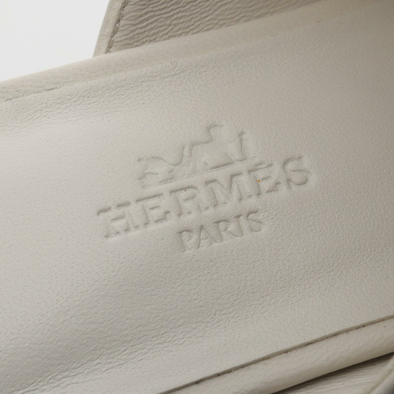 愛馬仕 Idole Chaine d'Ancre 穆勒涼鞋 241084Z 白色皮革 二手 女款 #36-4