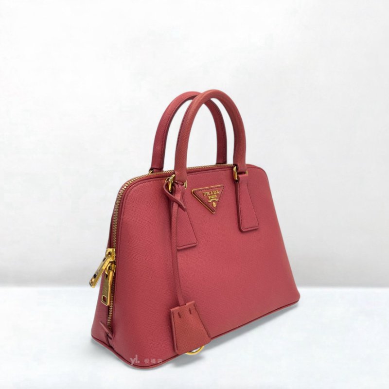 Prada 包包 Shoulder粉牛皮金扣手提斜背包-1