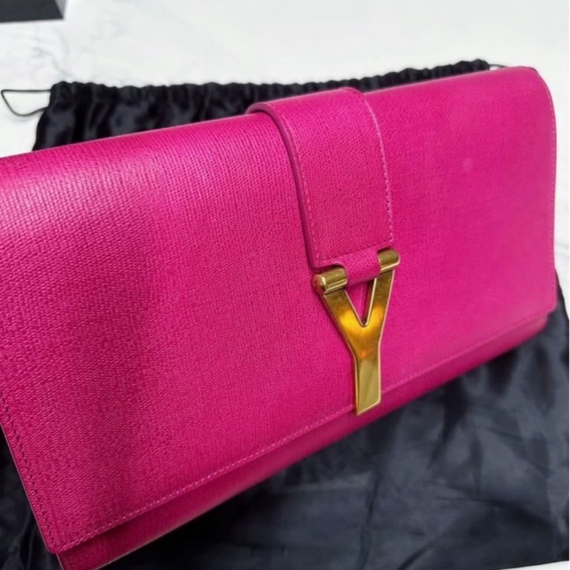 🤍💙YSL 經典桃 手拿包 💙💙-2