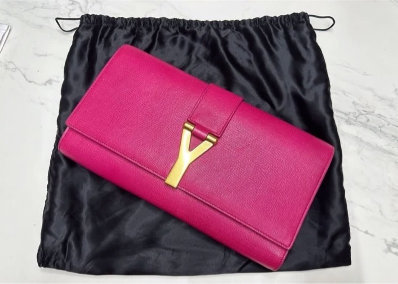 🤍💙YSL 經典桃 手拿包 💙💙-3