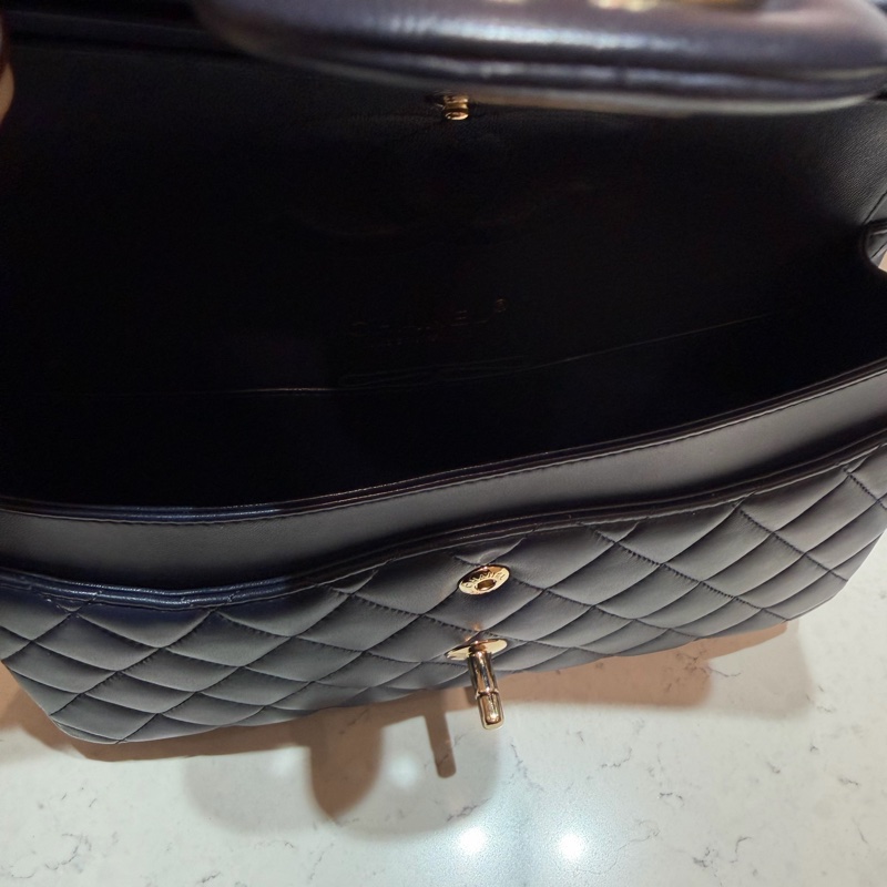 Chanel 香奈兒 Classic Flap CF25 中號 全配羊皮海軍藍淡金釦-10