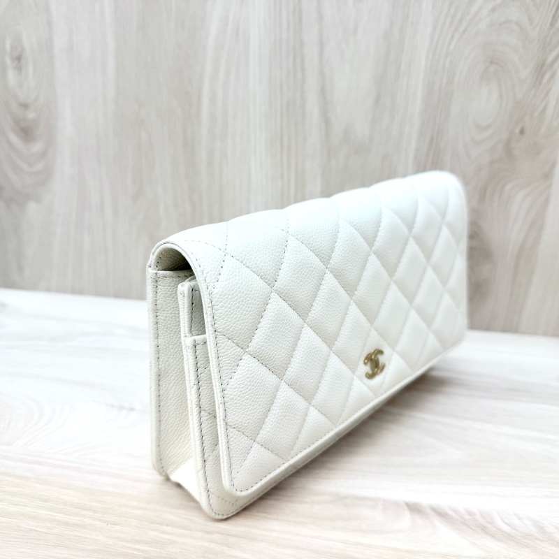 CHANEL白色荔枝皮淡金釦下蓋WOC AP0250-4