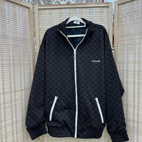 Celine黑棕色凱旋門滿印拉鍊夾克 S碼 男士S碼,女生當oversize也非常酷