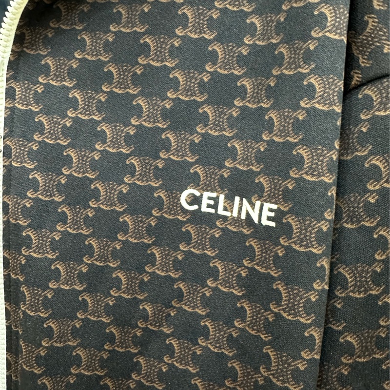 Celine黑棕色凱旋門滿印拉鍊夾克 S碼 男士S碼,女生當oversize也非常酷-3