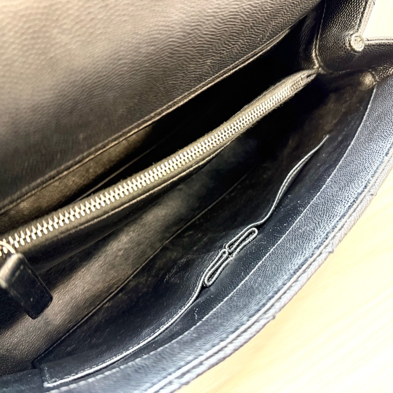 CHANEL黑荔枝銀釦拚蜥蜴皮手把coco handle28-12