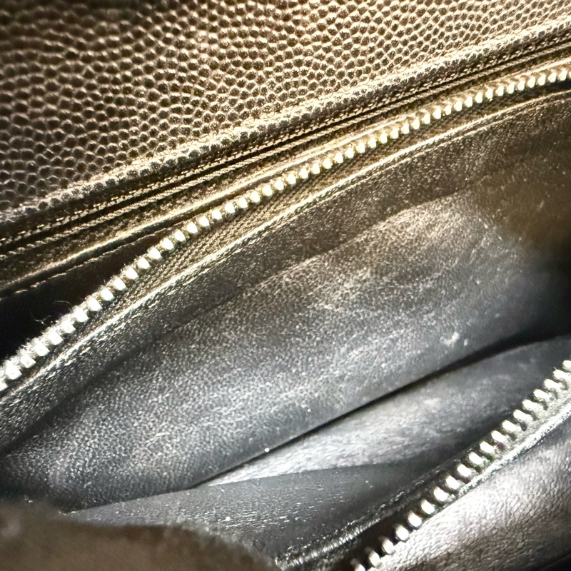 CHANEL黑荔枝銀釦拚蜥蜴皮手把coco handle28-14