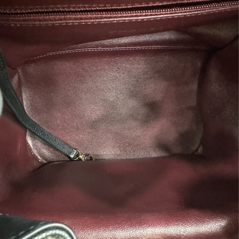 Chanel/香奈兒 黑色金扣荔枝紋雙肩包 鐳射24開 尺寸:24*23cm-7