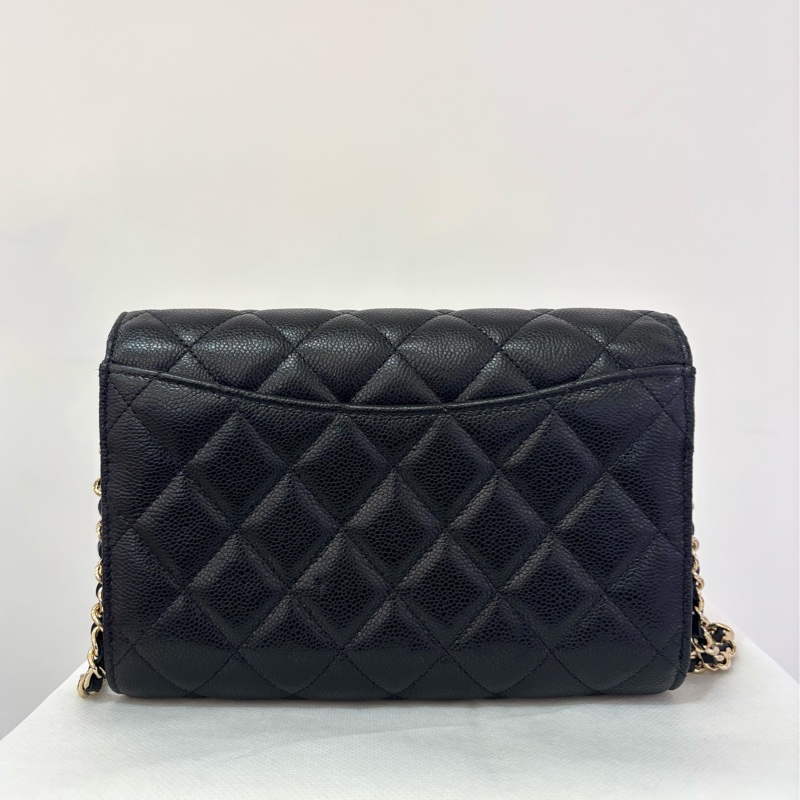 CHANEL 黑荔枝淡金三折式WOC-1