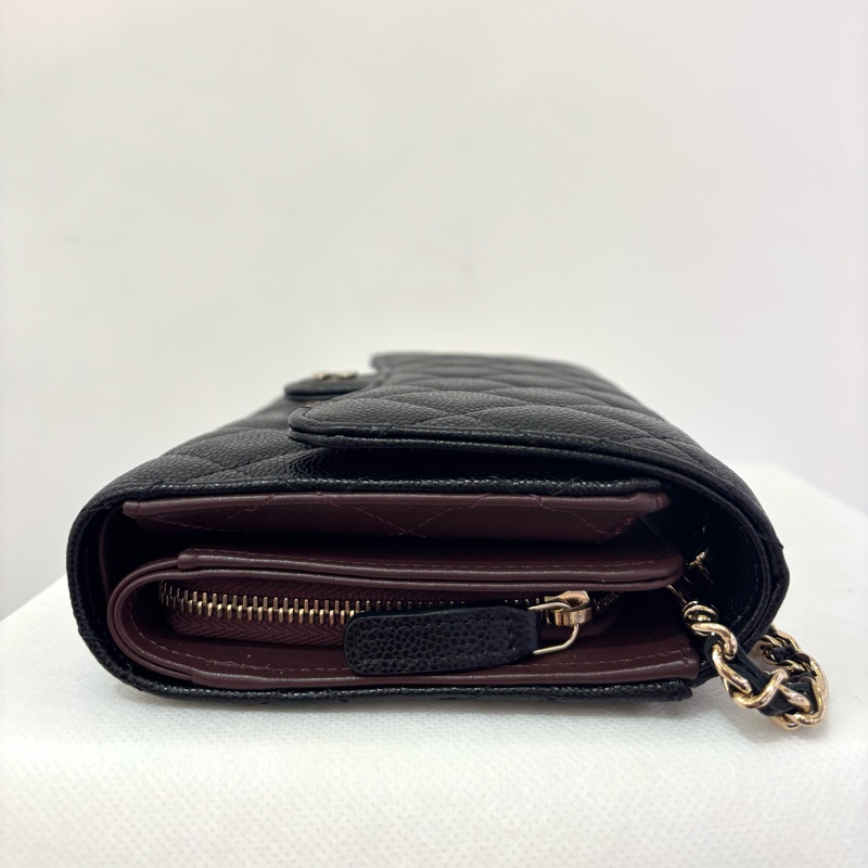 CHANEL 黑荔枝淡金三折式WOC-3