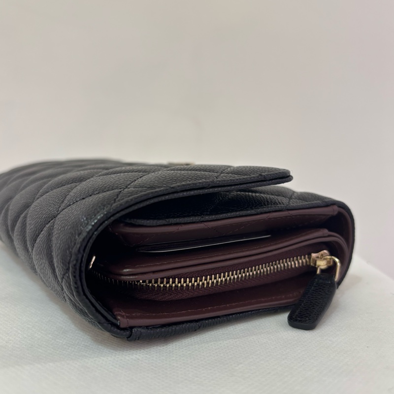 CHANEL 黑荔枝淡金三折式WOC-10