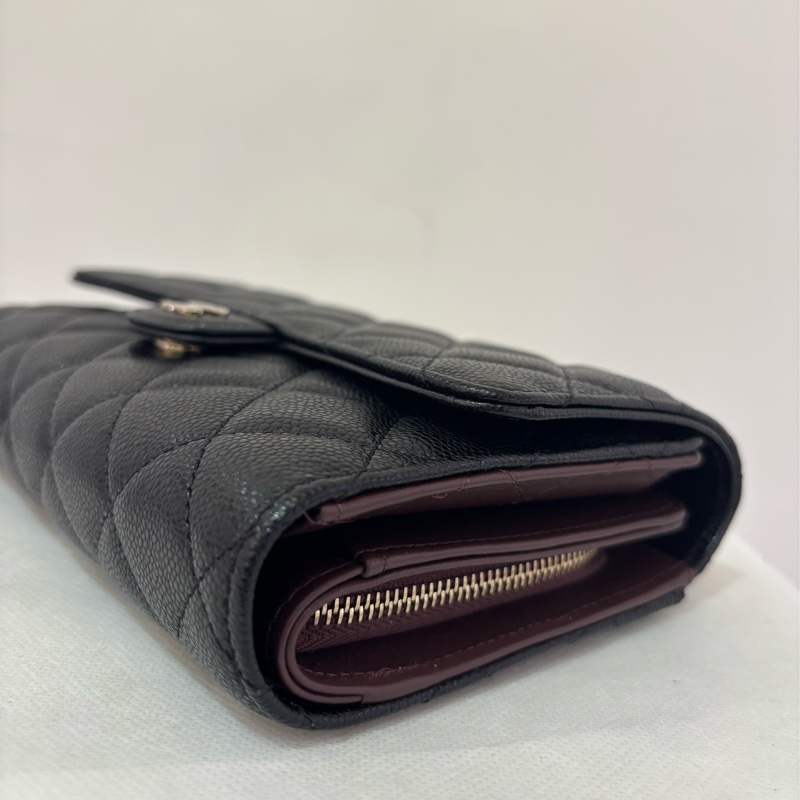 CHANEL 黑荔枝淡金三折式WOC-11