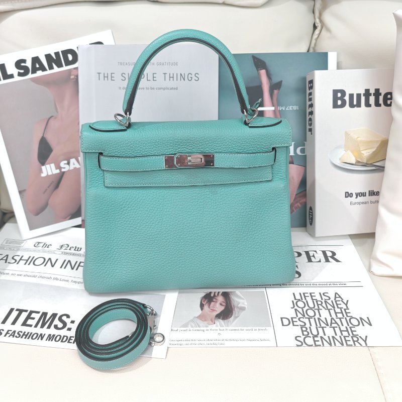 Hermès Kelly28 馬卡龍藍銀扣 Stamp T-0