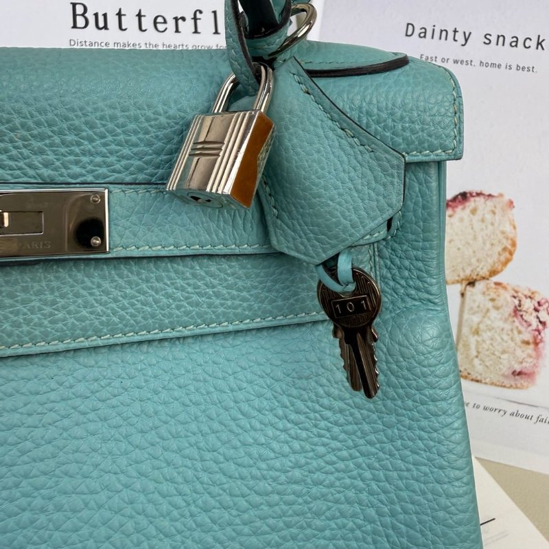 Hermès Kelly28 馬卡龍藍銀扣 Stamp T-2