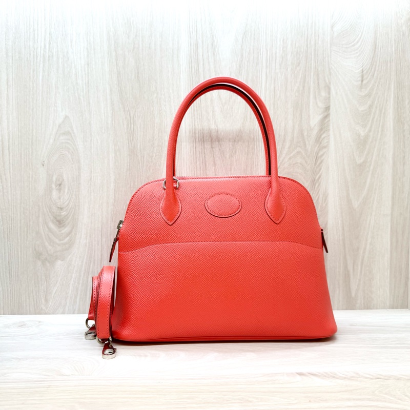 HermesT5玫瑰粉Epsom皮Bolide27手提側背H041693-0