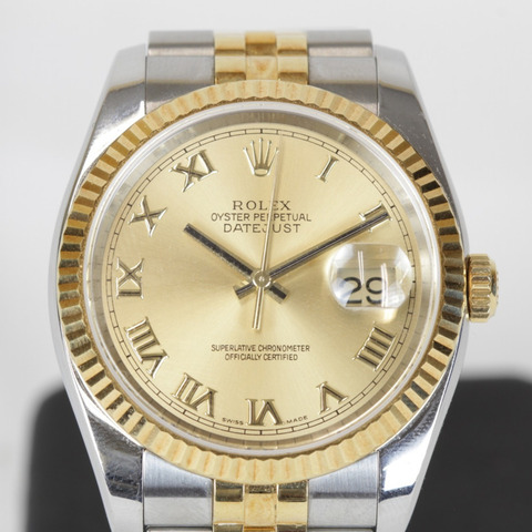 勞力士 Datejust 116233（附錶鍊）男士精鋼腕錶，金/銀色