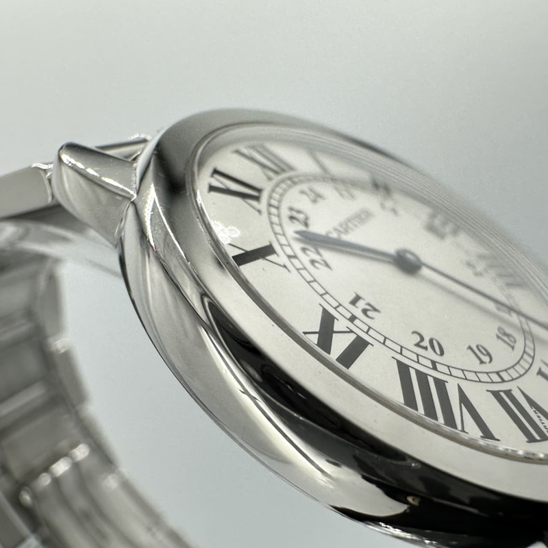 卡地亞 Rondo Solo LM de W6701005 男士腕錶,附日期顯示,石英機芯,不鏽鋼錶殼,白色和銀色錶盤-5