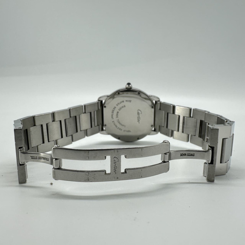 卡地亞 Rondo Solo LM de W6701005 男士腕錶,附日期顯示,石英機芯,不鏽鋼錶殼,白色和銀色錶盤-6