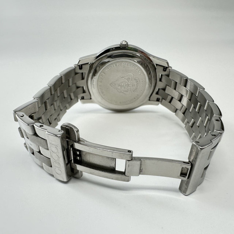 GUCCI 5500M 男士腕錶,日期顯示,石英機芯,電池供電,銀色錶殼,黑色錶盤-4