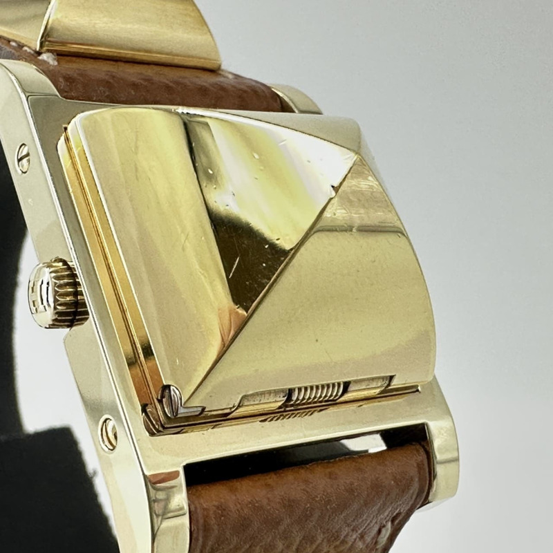 愛馬仕 Medor ME1.201 石英腕錶,配金色和棕色錶帶,男女皆宜-1