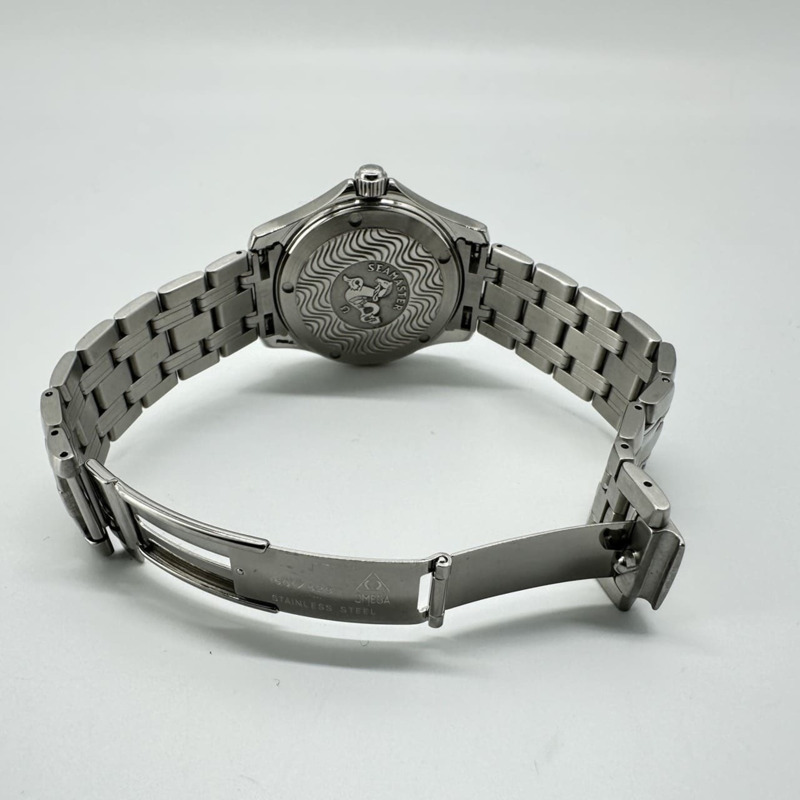 歐米茄海馬系列120公尺潛水錶 2511.81 男士不鏽鋼石英腕錶,附日期顯示,銀色和藍色-7