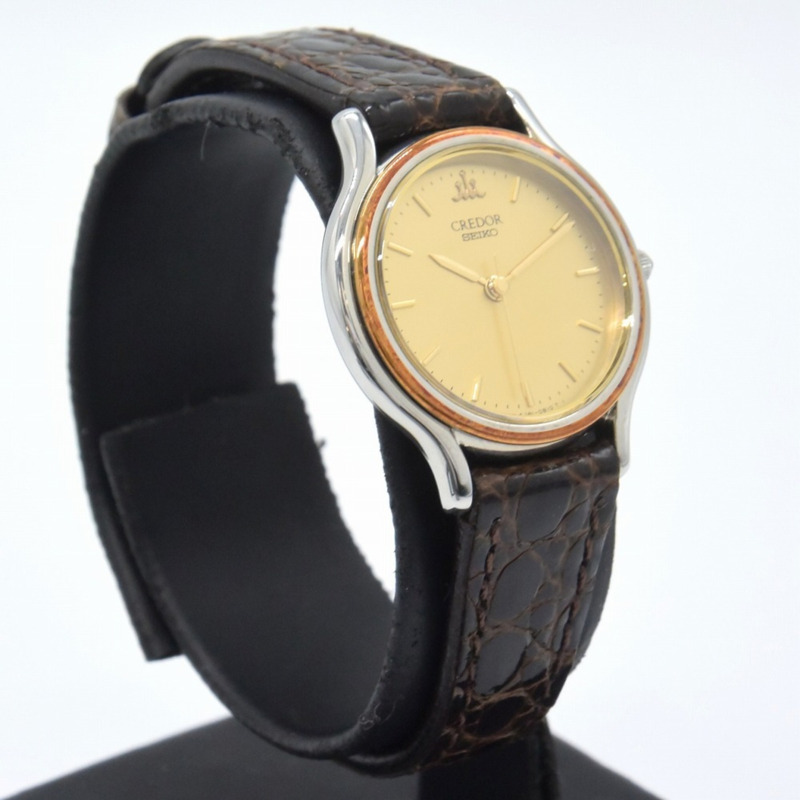 精工 Credor 4J81-0A60 女士腕錶,棕色錶殼金色錶盤,IT55IW4IC8OU-4