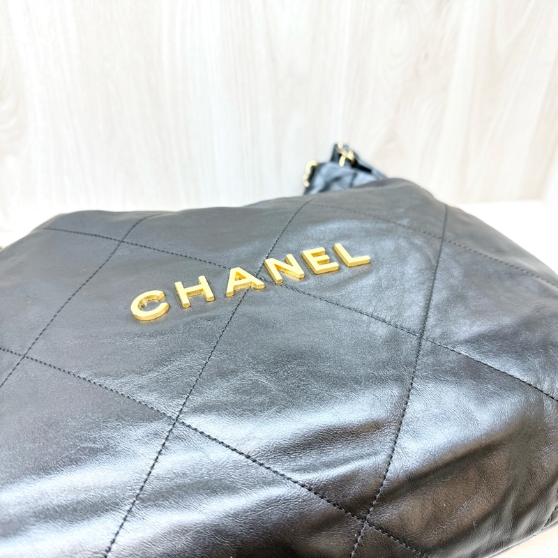 CHANEL黑金牛皮中號22包/AS3261-8