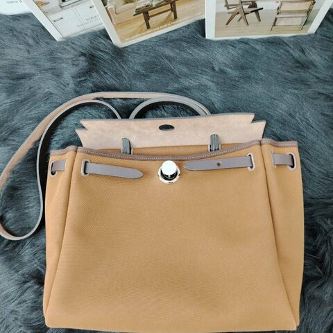 Hermès Herbag31 帆布拼牛皮 Z刻