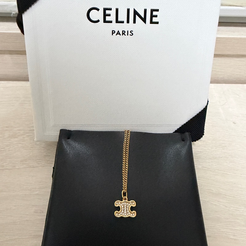 Celine TRIOMPHE Rhinestone Necklace-5