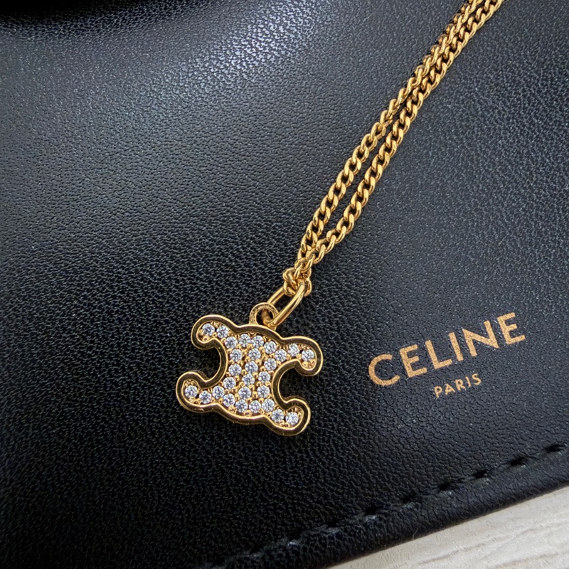 Celine TRIOMPHE Rhinestone Necklace-11