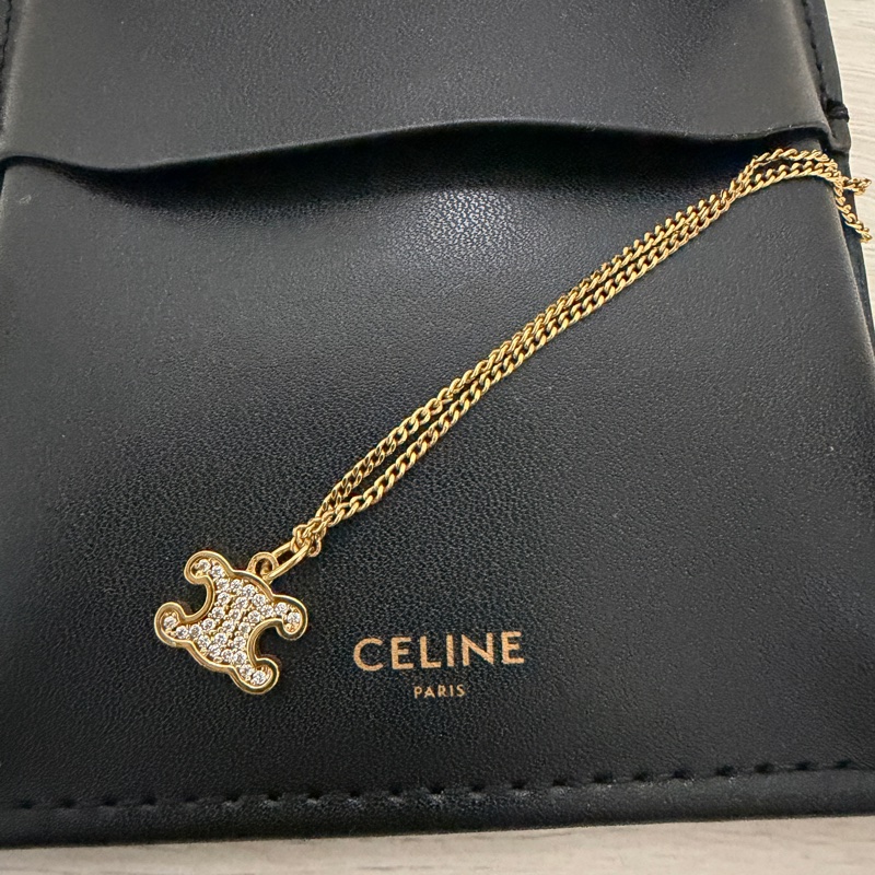 Celine TRIOMPHE Rhinestone Necklace-12