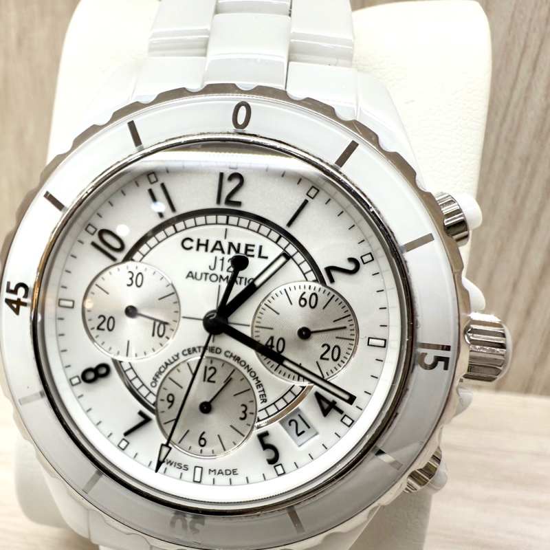 Chanel白陶瓷Chronograph三眼記憶碼41mm J12 H1007-3