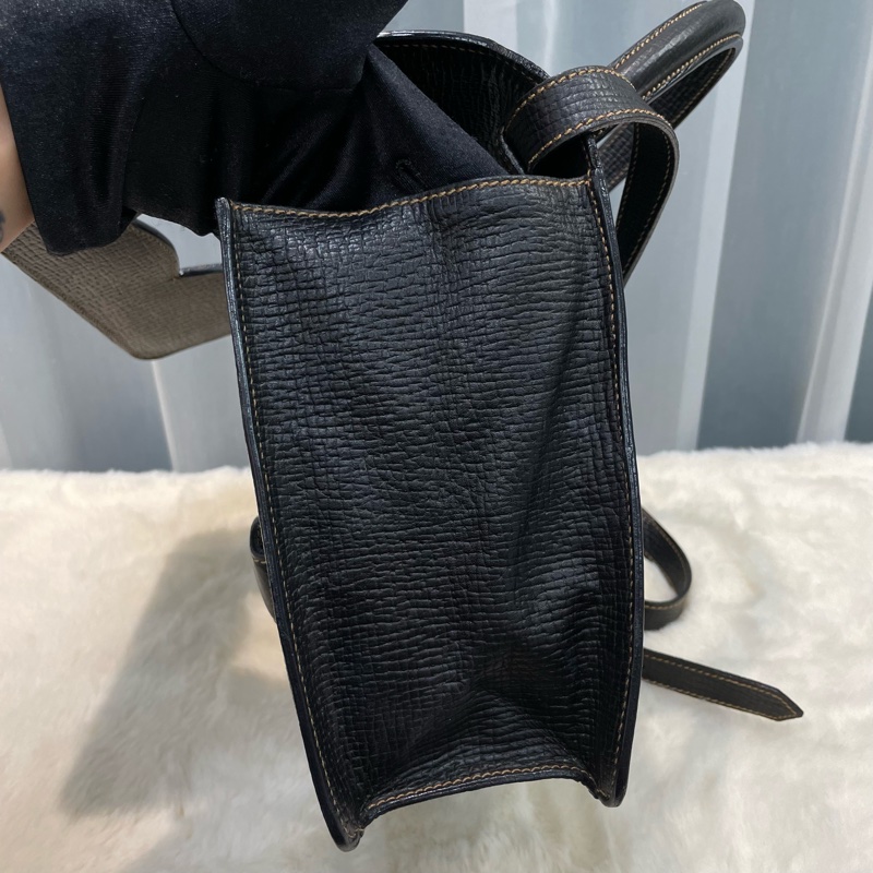 Loewe 中古黑色牛皮三角形封扣手提斜背包XC006-2