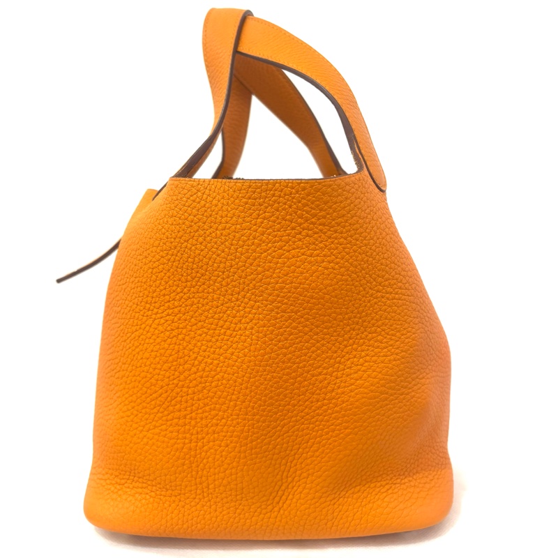 HERMES橘色TC皮銀釦Picotin 18 cm-3