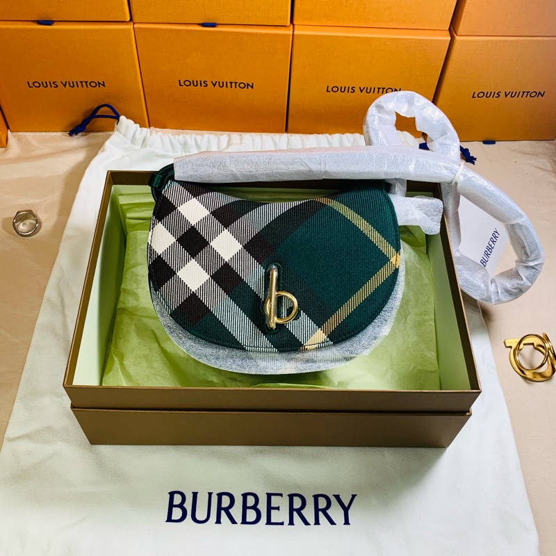 🎁全新盒裝 2024新款 Burberry 巴寶莉  超美綠格紋馬鞍包 （原價59000）-4
