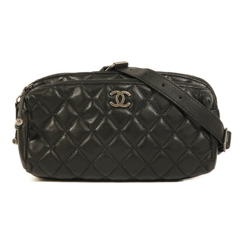 CHANEL 羊皮皮革Waist Bag銀扣腰包