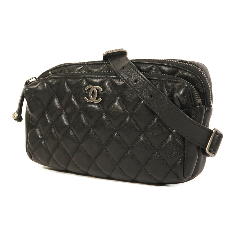 CHANEL 羊皮皮革Waist Bag銀扣腰包-2