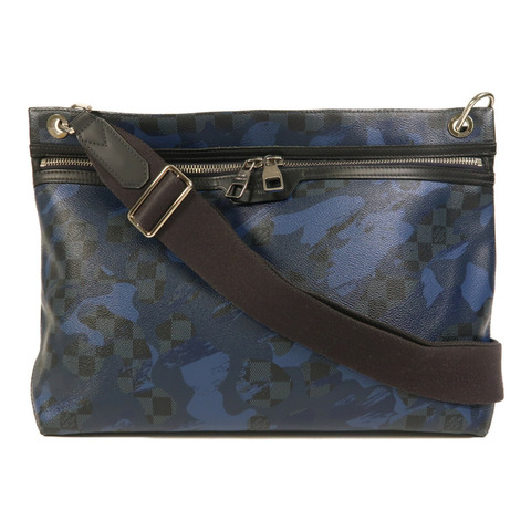 LOUIS VUITTON Damier Cobalt Camouflage Hunter銀扣肩背袋
