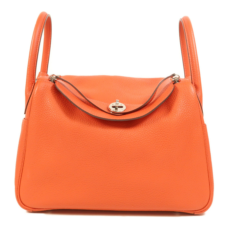 HERMES Clemence皮革Lindy 30銀扣手挽肩背兩用袋Rouge Pivoine-0