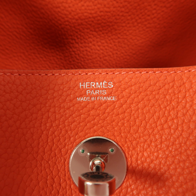 HERMES Clemence皮革Lindy 30銀扣手挽肩背兩用袋Rouge Pivoine-5